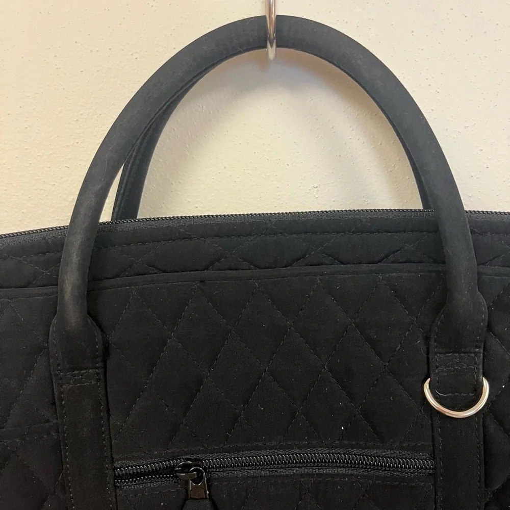 Vera Bradley Quilted Black Laptop Bag Organizer Business Casual Professional